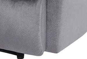 Fotel telewizyjny rozkładany tapicerowany welurem z podnóżkiem szary Eslov Beliani