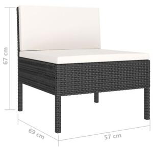 Zestaw Mebli Ogrodowych Komplet Wypoczynkowy Z Poduszkami 6-Częściowy Czarny Rattan Na Taras Balkon Ogród