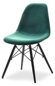 Wygodne krzesło welurowe do salonu mpc wood tap zielony
