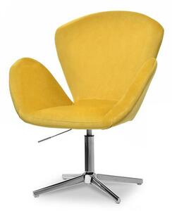 Designerski fotel obrotowy z weluru velvet do biura swan żółty