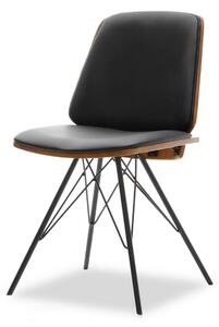 Designerskie krzesło z drewna giętego na metalowych nogach mantis czarny-orzech