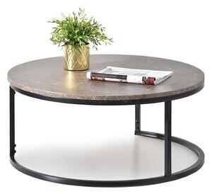 Nowoczesny okrągły stolik kawowy kodia xl brązowy marmur na czarnej nodze ze stali