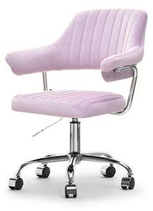 Mały fotel obrotowy w stylu glamour z przeszyciami merlin liliowy velvet