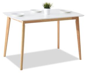 Skandynawski stół belen biały półmat na nogach z drewna dębowego