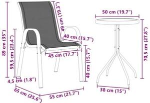 Zestaw Mebli Ogrodowych Bistro 3-Częściowy Szary Metal Na Taras Balkon Ogród