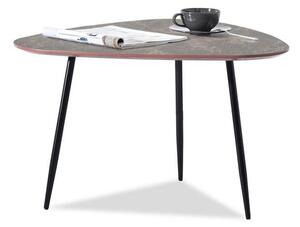 Designerski stolik kawowy rosin xl brązowy marmur na czarnych metalowych nogach