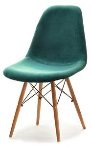 Krzesło mpc wood tap zielony welur na orzechowej nodze z drewna