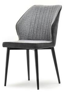 Komfortowe krzesło gaspar szare tapicerowane plecioną tkaniną i skórą eko