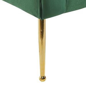 Szezlong leżanka tapicerowany welurowy dwustronny złote nóżki zielony Nantilly Beliani