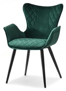 Wyszukane krzesło do jadalni kamal z zielonego metalicznego aksamitu