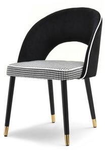 Designerskie krzesło donna w pepitkę z wycięciem w oparciu na złotych stopkach
