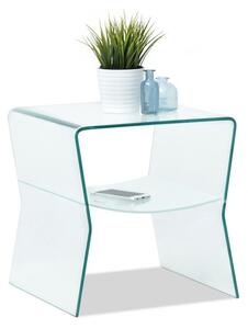 Nowoczesny mały stolik kawowy spinel s trasparentny ze szkła giętego z półką