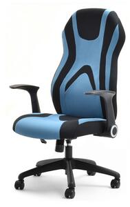 Młodzieżowy fotel gamingowy z materiału solid czarno-niebieski