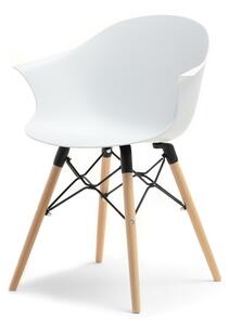 Skandynawskie krzesło cloud białe z tworzywa na drewnianych nogach do kuchni