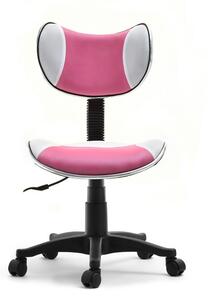 Miękki fotel do biurka dla dziewczynki cat różowo-biały obrotowy i regulowany do pokoju dziecięcego
