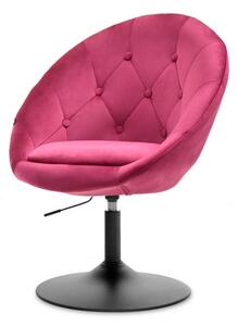 Designerski fotel obrotowy lounge 3 różowy velvet na czarnej podstawie