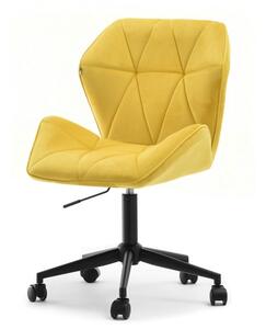 Modny fotel biurowy velo żółty welurowy na czarnej nodze z kółkami
