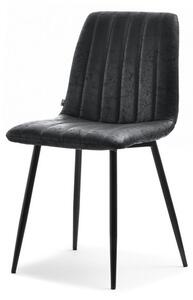 Krzesło w stylu vintage megan czarne z przeszyciami do kuchni jadalni