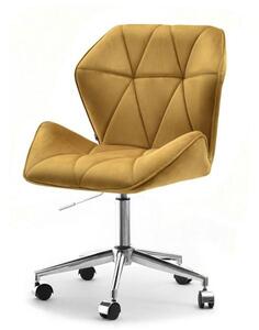 Welurowy fotel glamour velo złoty z podstawą chrom regulowany i obracany do biura