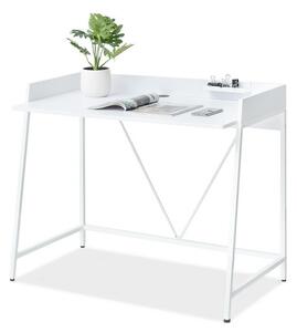 Skandynawskie biurko liam białe z malutką półką przesuwną do pracowni