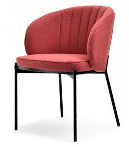 Designerskie krzesło kubełkowe felice czerwone muszelka z przeszyciami na czarnej podstawie