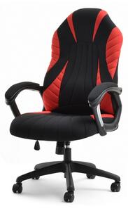 Designerski fotel gaminowy z materiału force czarno-czerwony