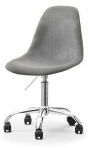 Welurowe krzesło na kółkach mpc move tap szare obrotowe do biurka