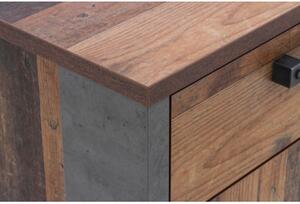 Biurko loft z szafką i szufladą efekt starego drewna CLIF