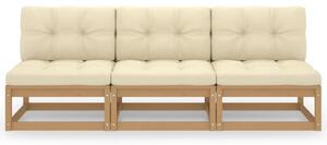 3-osobowa sofa z poduszkami, lite drewno sosnowe