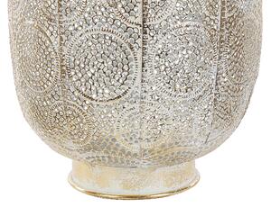Boho lampion złoty metalowy 40 cm szklany wkład orientalna dekoracja ażur Lantau Beliani