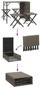 Zestaw Mebli Ogrodowych Komplet Jadalniany Składany 5-Częściowy Szary Rattan Na Taras Balkon Ogród