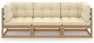 3-osobowa sofa ogrodowa z poduszkami, lite drewno sosnowe