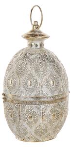 Orientalny lampion złoty metalowy szklany wkład jajo dekoracja ażurowa Amorgos Beliani