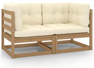 2-osobowa sofa ogrodowa, poduszki, miodowy brąz, drewno sosnowe