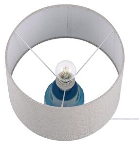 Ceramiczna lampa stołowa 55 cm niebieska okrągły szary abażur lampka nocna Thaya Beliani