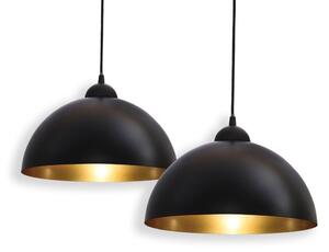 Zestaw dwóch czarno-złotych lamp wiszących