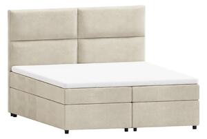 Beżowe łóżko boxspring ze schowkiem 140x200 cm Rico – Ropez