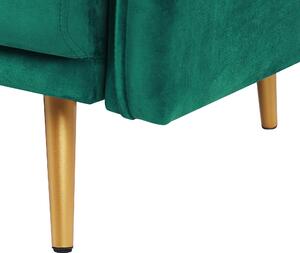 Retro sofa 2-osobowa welurowa szmaragdowa miękkie poduchy złote nóżki Maura Beliani
