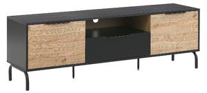 Retro szafka na telewizor 70'' 1 szuflada do salonu czarna jasne drewno Arkley Beliani