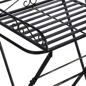 Stolik pomocniczy czarny metalowy składany z półką styl vintage Ancud Beliani
