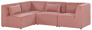 Narożnik modułowy 4-osobowy prawostronny sofa sztruksowa różowa Lemvig Beliani
