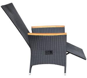 Rozkładane krzesła ogrodowe 2 szt., poduszki, rattan pe, czarne