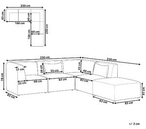 Narożnik modułowy 4-osobowy lewostronny sofa z otomaną sztruksowa różowa Lemvig Beliani