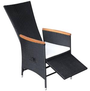 Rozkładane krzesła ogrodowe 2 szt., poduszki, rattan pe, czarne