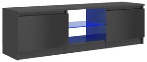Szafka pod TV z oświetleniem LED, szara, połysk, 120x30x35,5 cm