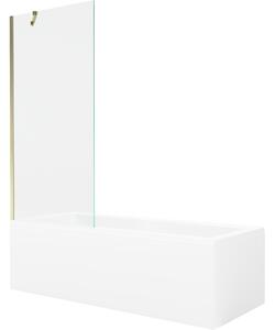 Mexen Cubik wanna prostokątna 160 x 70 cm z obudową i parawanem 1-skrzydłowym 80 cm, transparent, złoty - 550316070X9508000050
