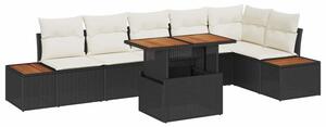 Zestaw sof na ogród z przechowywaniem 7 szt. czarny polirattan