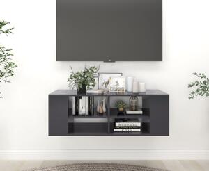 Wisząca szafka TV, szara, 102x35x35 cm, materiał drewnopochodny