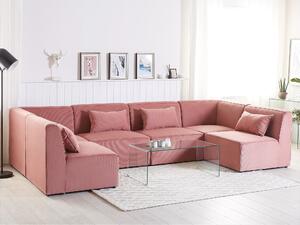Nowoczesna sofa modułowa 6-osobowa kanapa sztruksowa różowa Lemvig Beliani