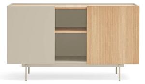 Beżowo-naturalna niska komoda w dekorze dębu 130x78 cm Otto – Teulat